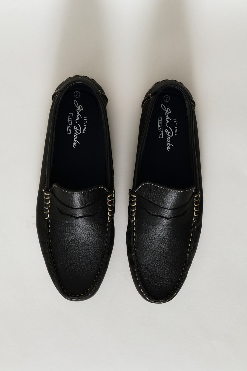 Leather Driver Penny Moccasin - Black