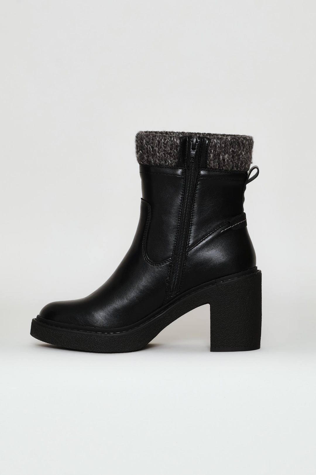 Knit Trim Boot - Black