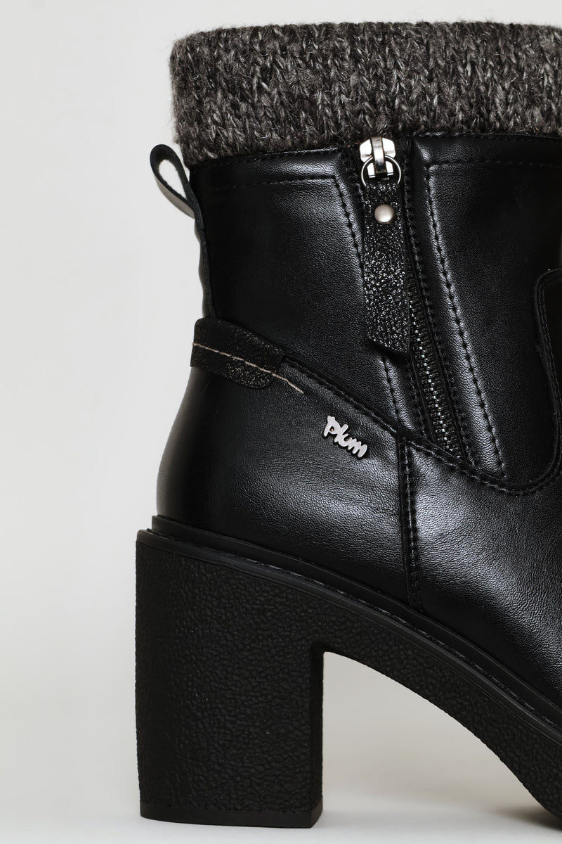 Knit Trim Boot - Black