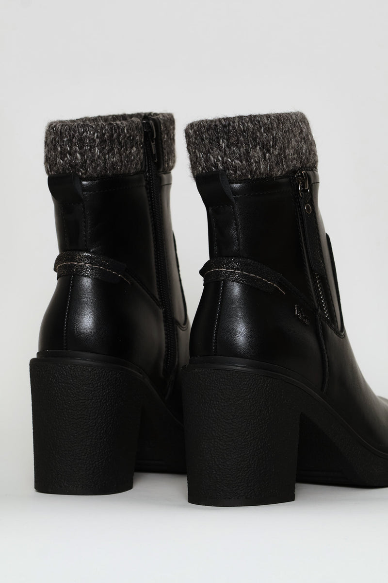 Knit Trim Boot - Black