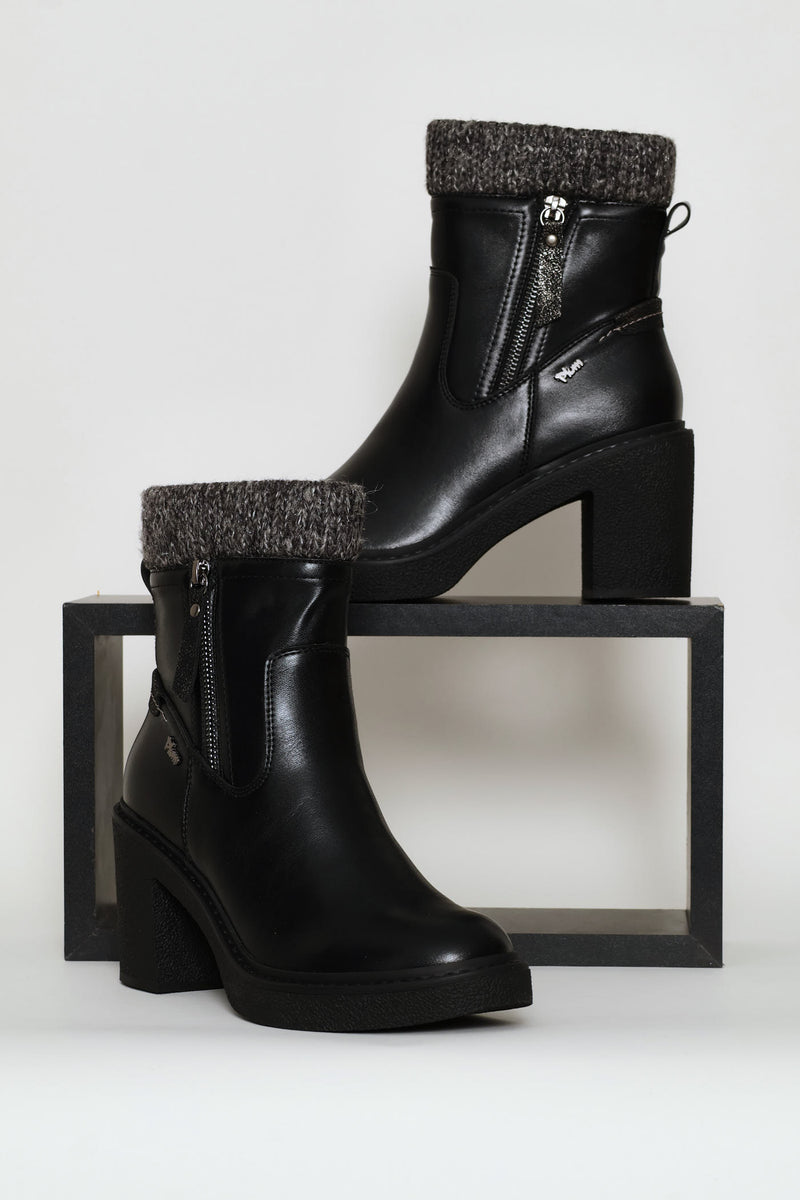 Knit Trim Boot - Black