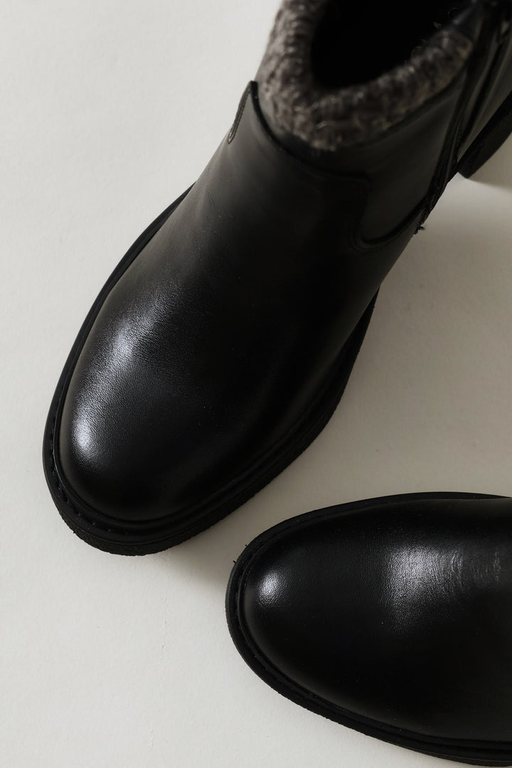 Knit Trim Boot - Black