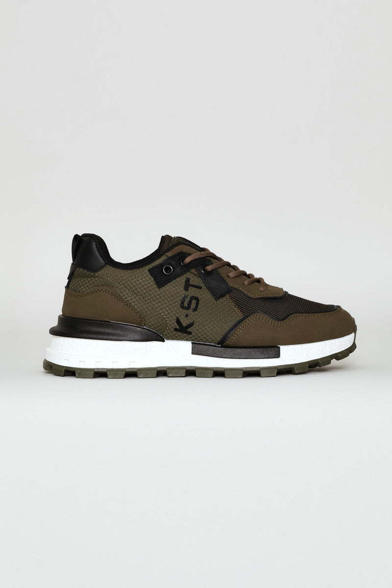 Coal Retro Lace Up Trainer - Olive