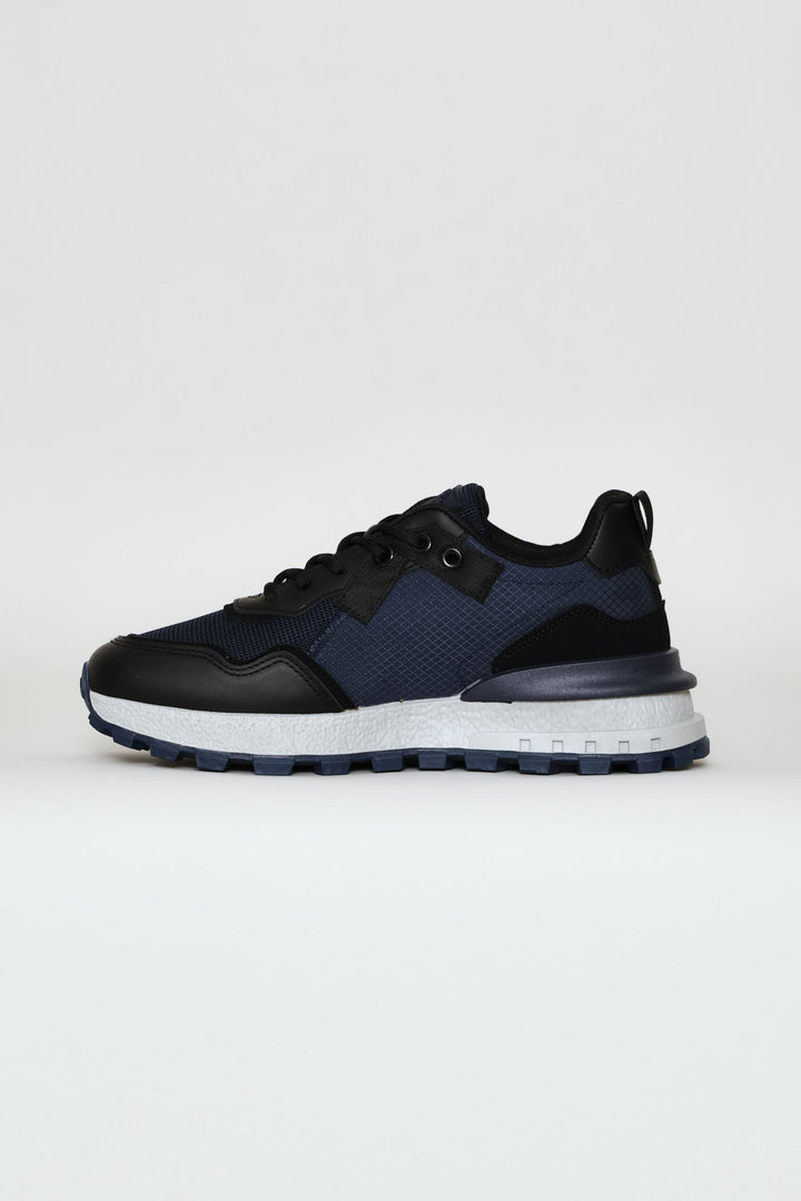 Coal Retro Lace Up Trainer - Navy