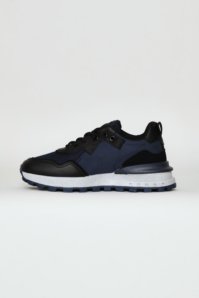 Coal Retro Lace Up Trainer - Navy
