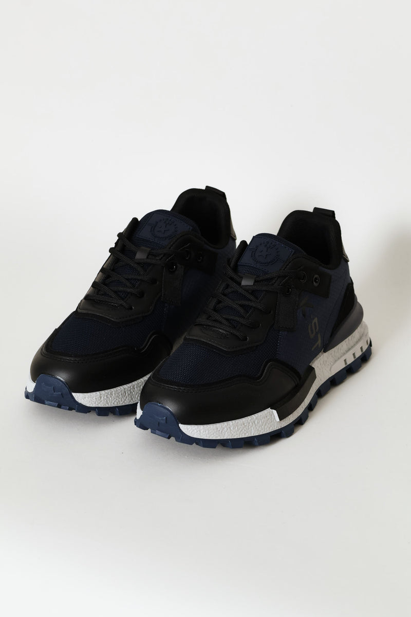 Coal Retro Lace Up Trainer - Navy