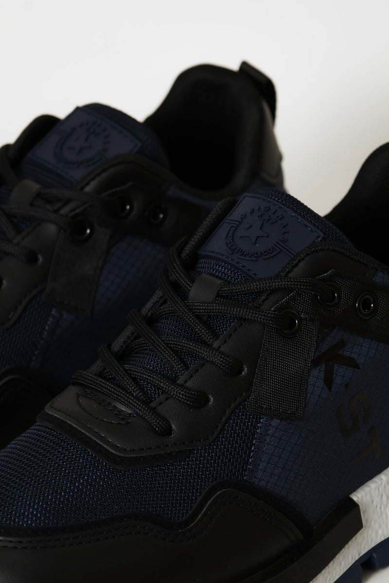 Coal Retro Lace Up Trainer - Navy
