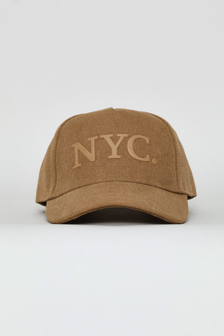 Rubberized Print Canvas Cap - Khaki