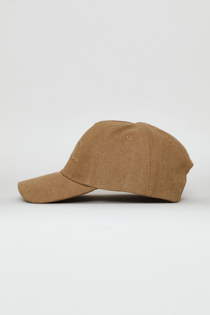 Rubberized Print Canvas Cap - Khaki