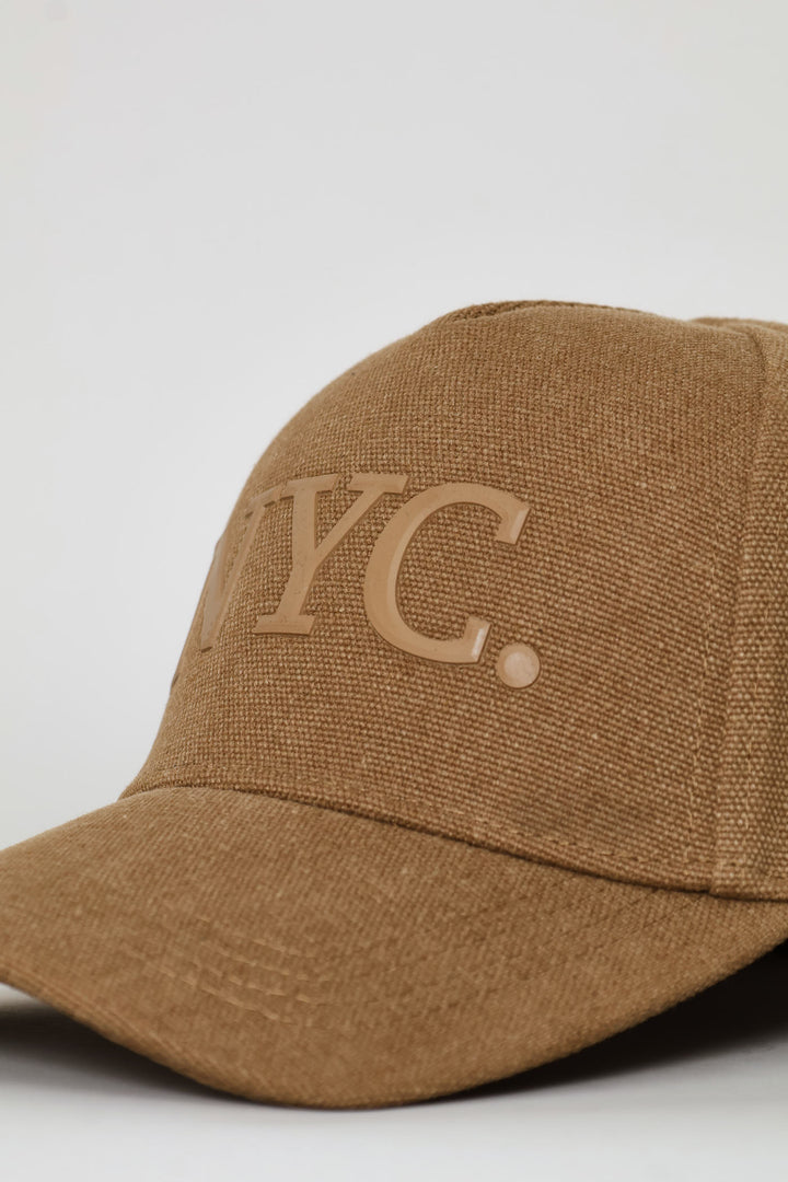Rubberized Print Canvas Cap - Khaki