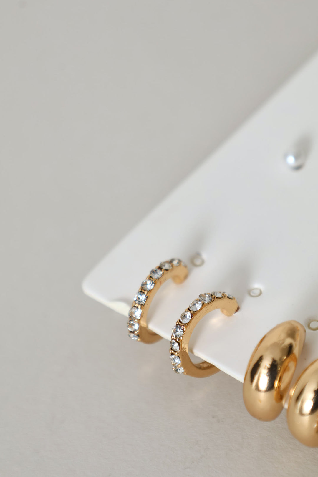 6 Pack Diamante Studs & Hoop Earrings - Gold