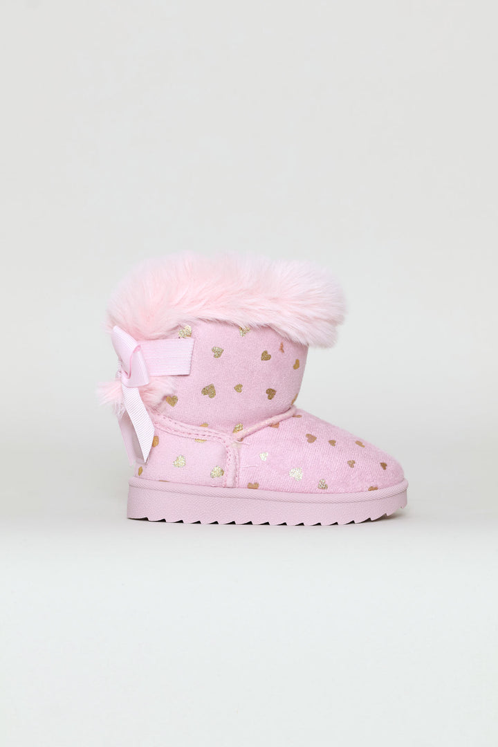 Pre-Girls Heart Slipper Boot - Pink