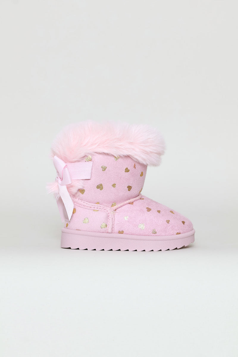 Pre-Girls Heart Slipper Boot - Pink