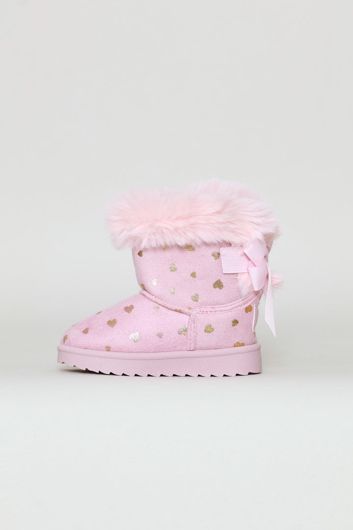 Pre-Girls Heart Slipper Boot - Pink