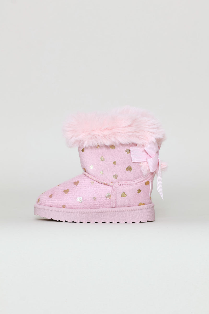 Pre-Girls Heart Slipper Boot - Pink