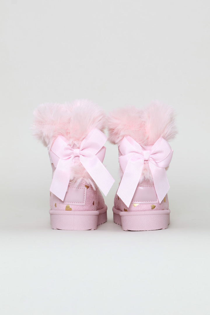 Pre-Girls Heart Slipper Boot - Pink