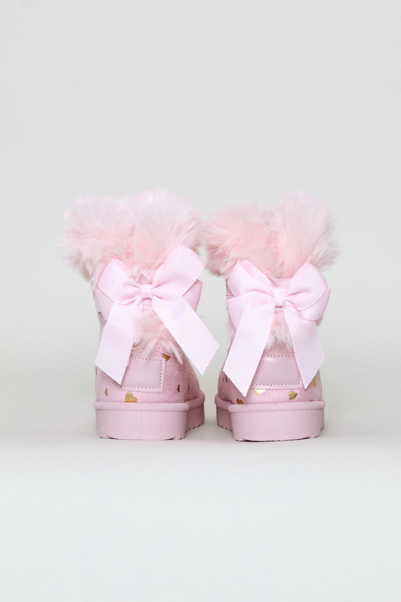 Pre-Girls Heart Slipper Boot - Pink