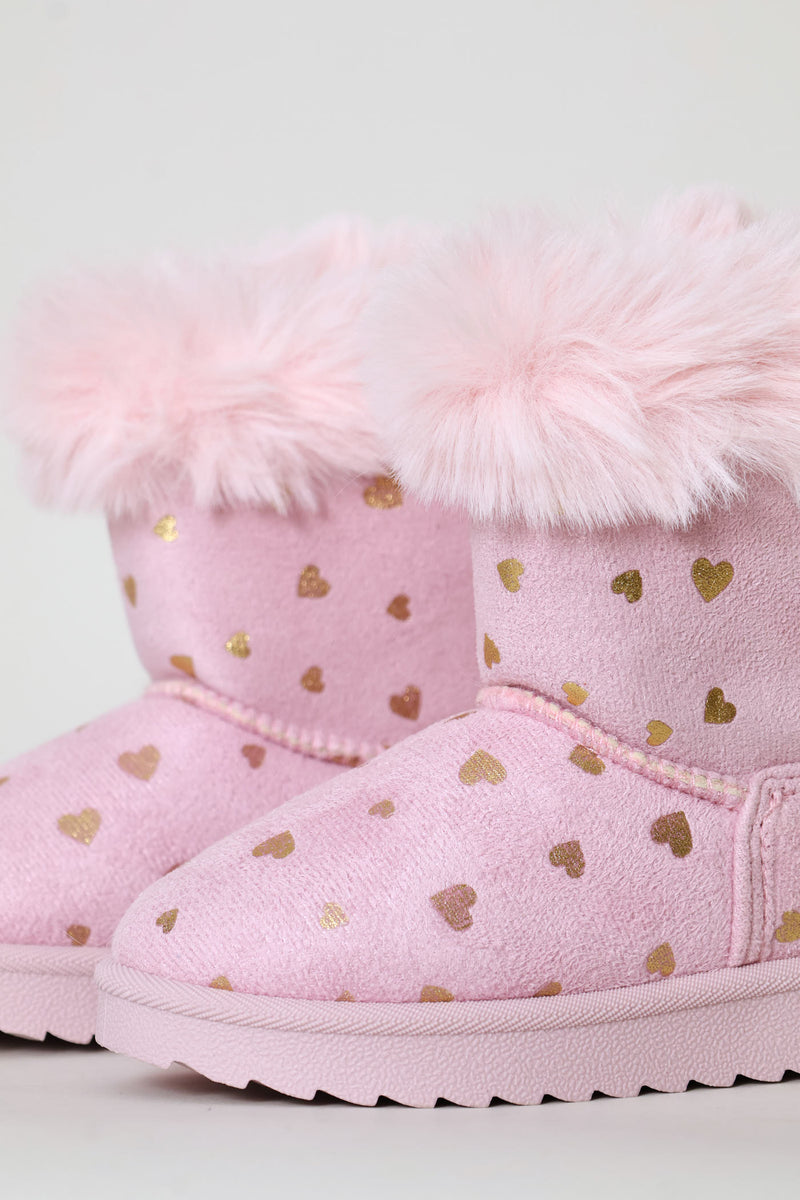 Pre-Girls Heart Slipper Boot - Pink