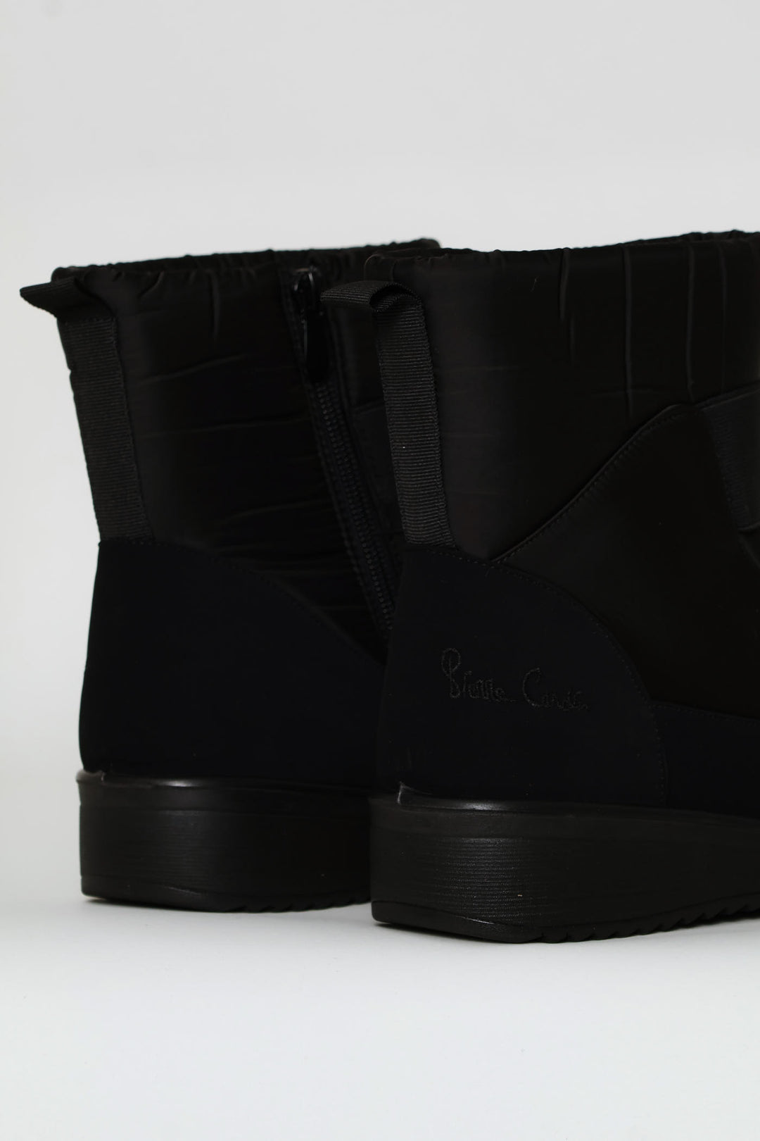 Quilted Nylon  Fur Trim Boot - Black