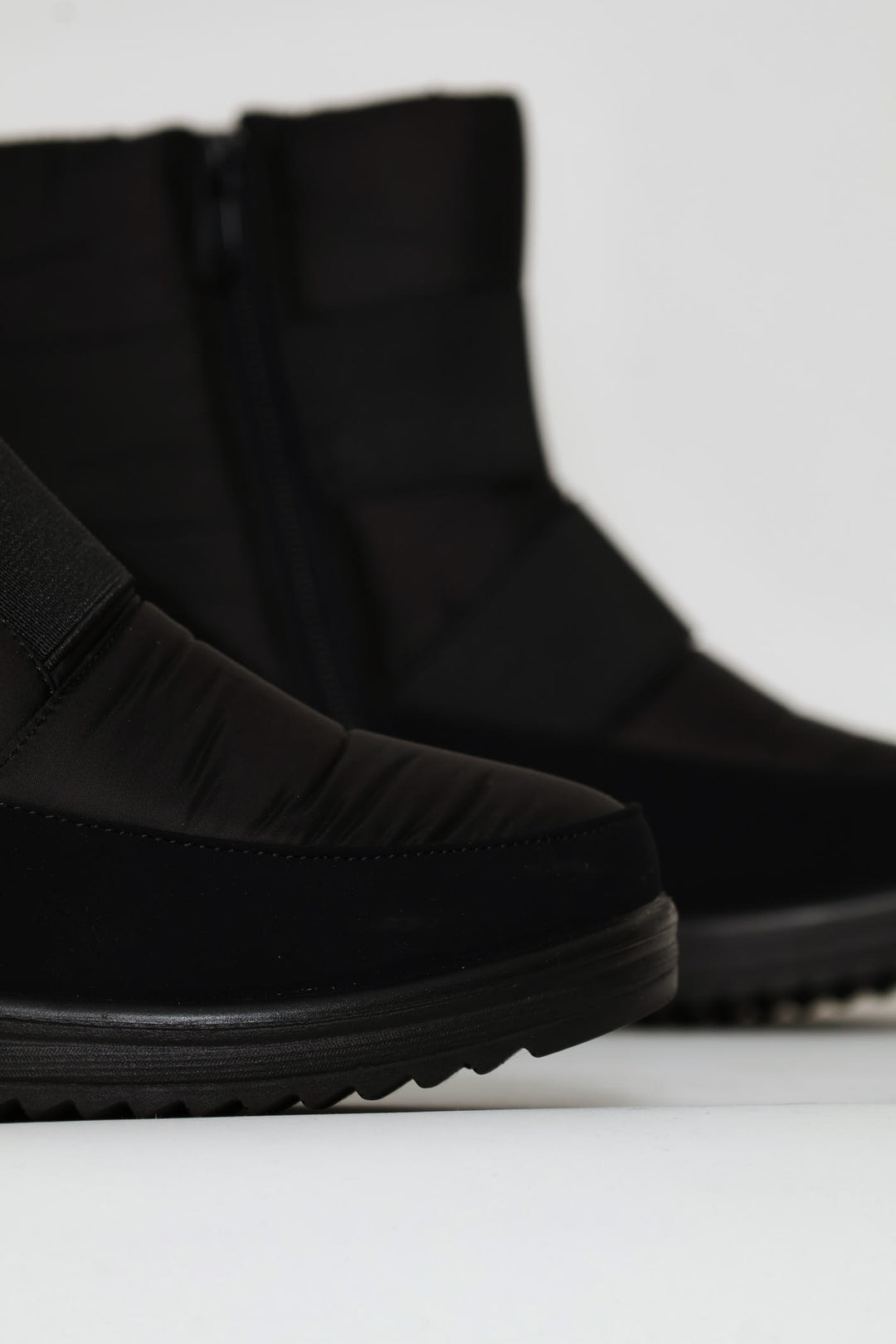 Quilted Nylon  Fur Trim Boot - Black