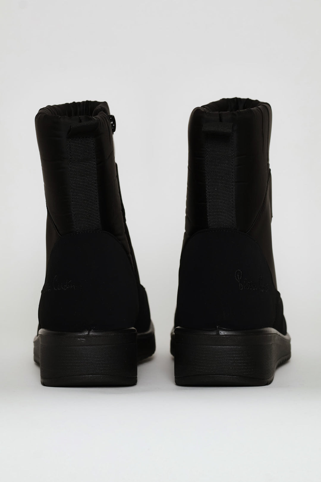 Quilted Nylon  Fur Trim Boot - Black