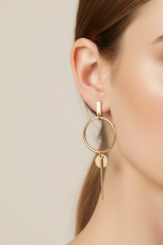Geo Drop Earring - Gold