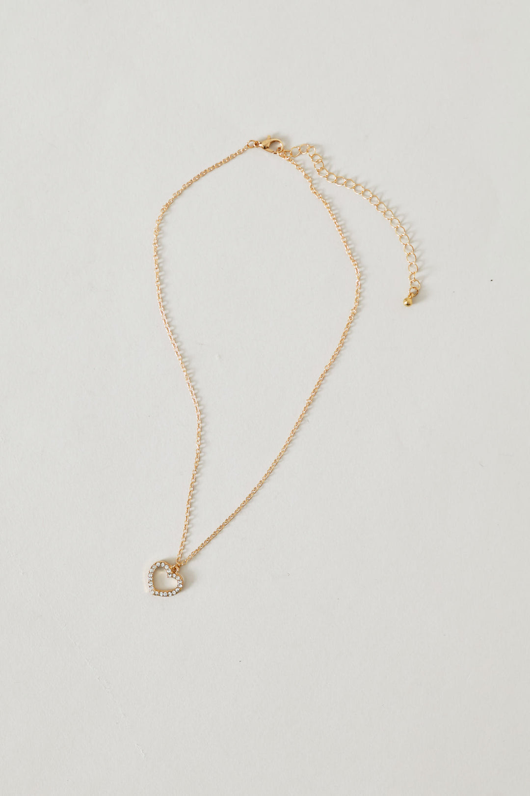 Diamante Heart Pendant Necklace - Gold