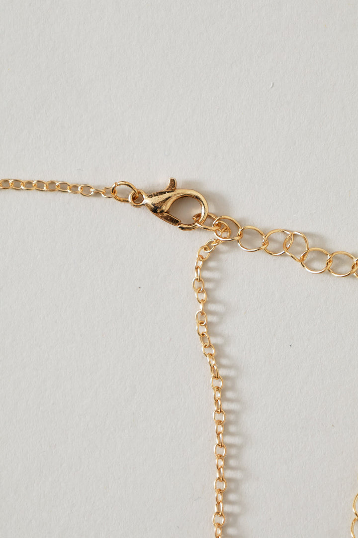 Diamante Heart Pendant Necklace - Gold