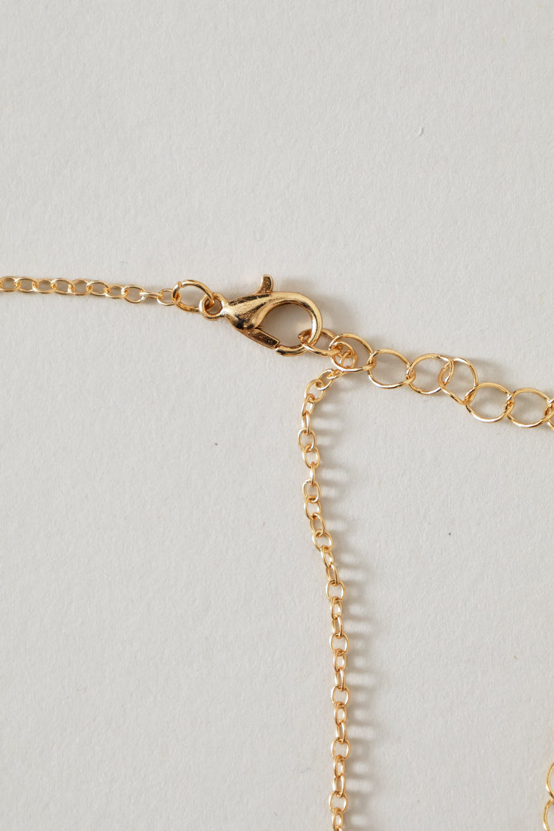 Diamante Heart Pendant Necklace - Gold