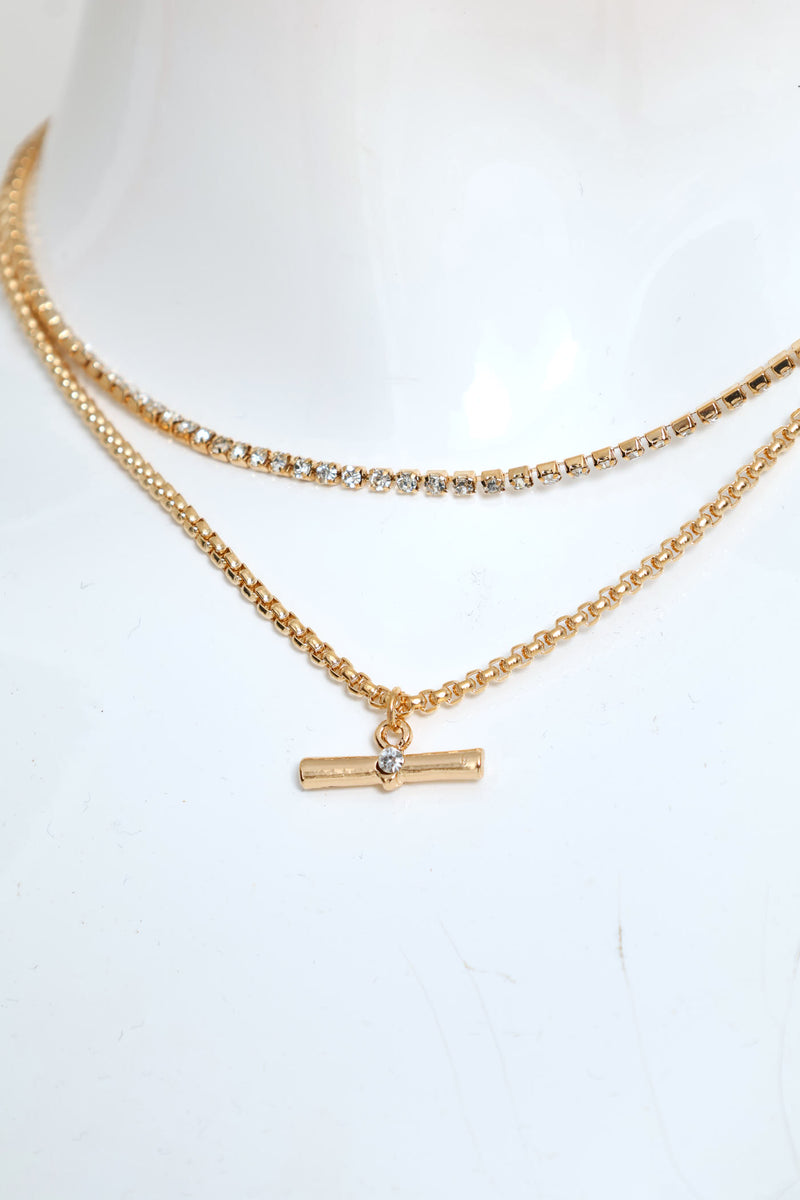 2 Layer Fob Necklace - Gold