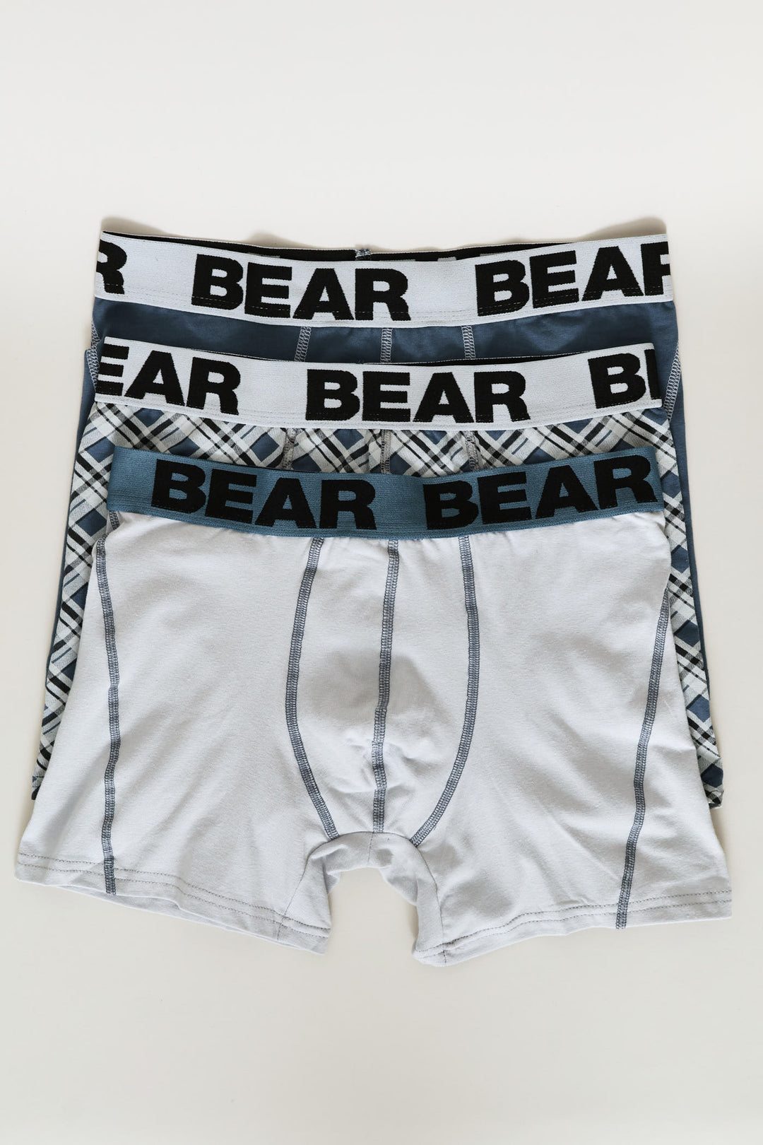 3 Pack Plaid Body Shorts - Indigo/Grey