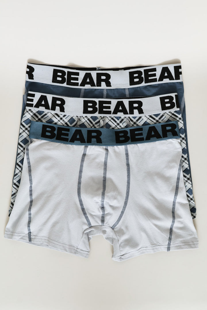 3 Pack Plaid Body Shorts - Indigo/Grey