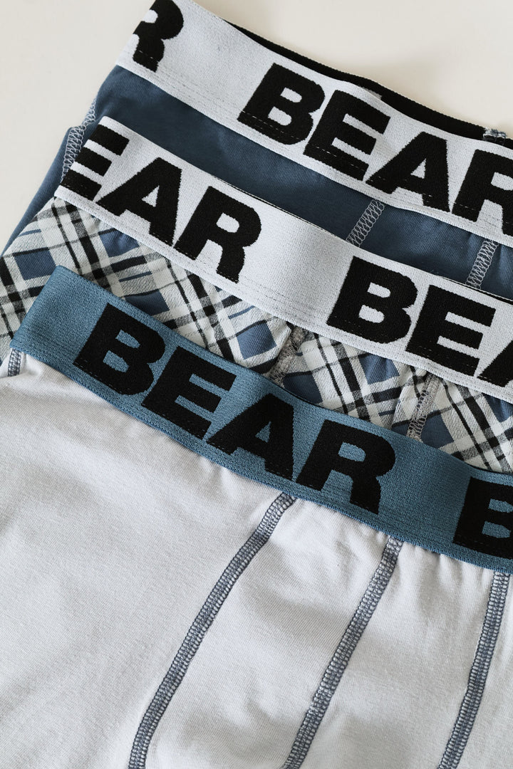 3 Pack Plaid Body Shorts - Indigo/Grey