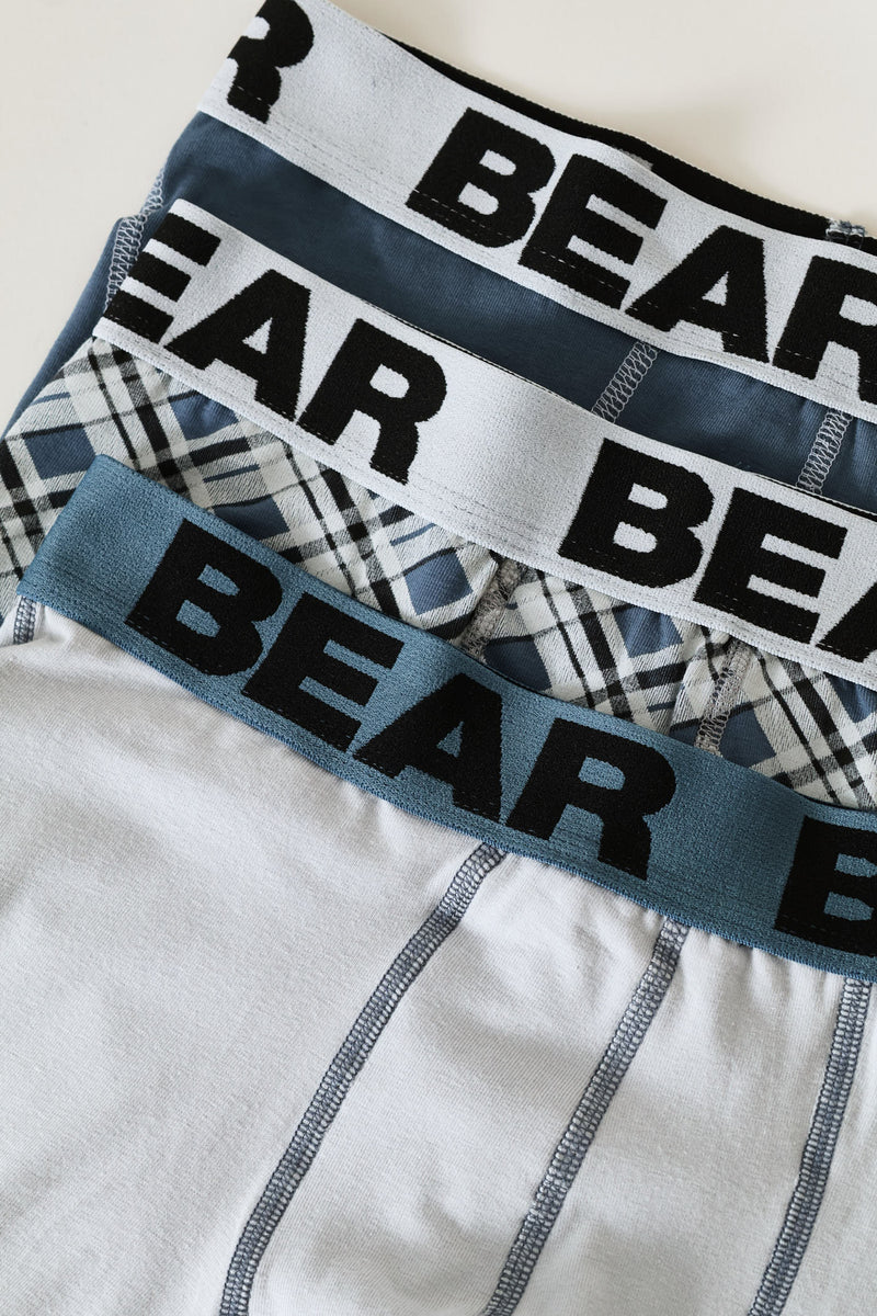 3 Pack Plaid Body Shorts - Indigo/Grey