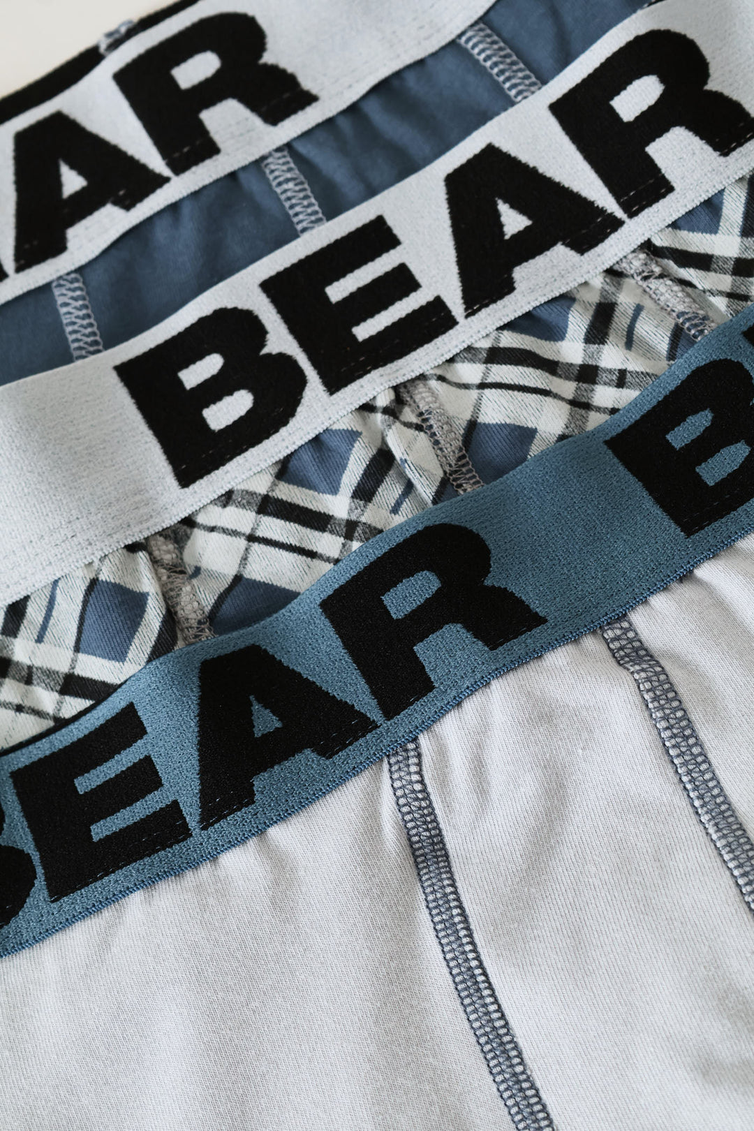 3 Pack Plaid Body Shorts - Indigo/Grey