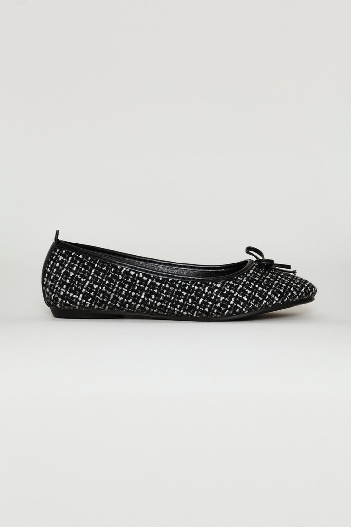 Girls Tweed Pump - Black