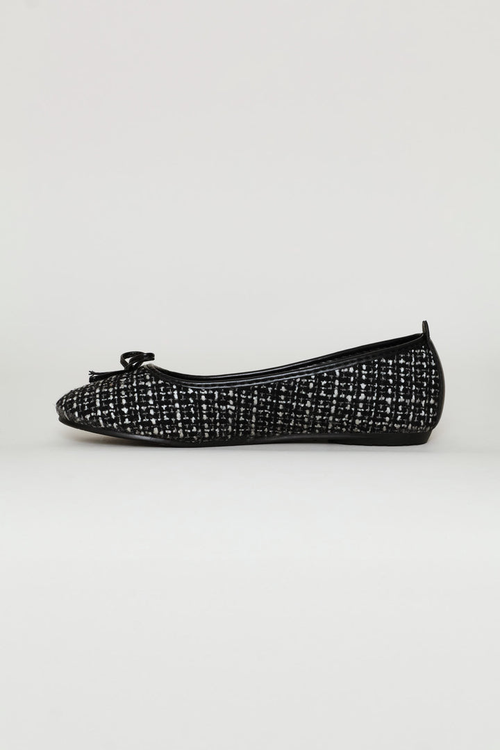 Girls Tweed Pump - Black
