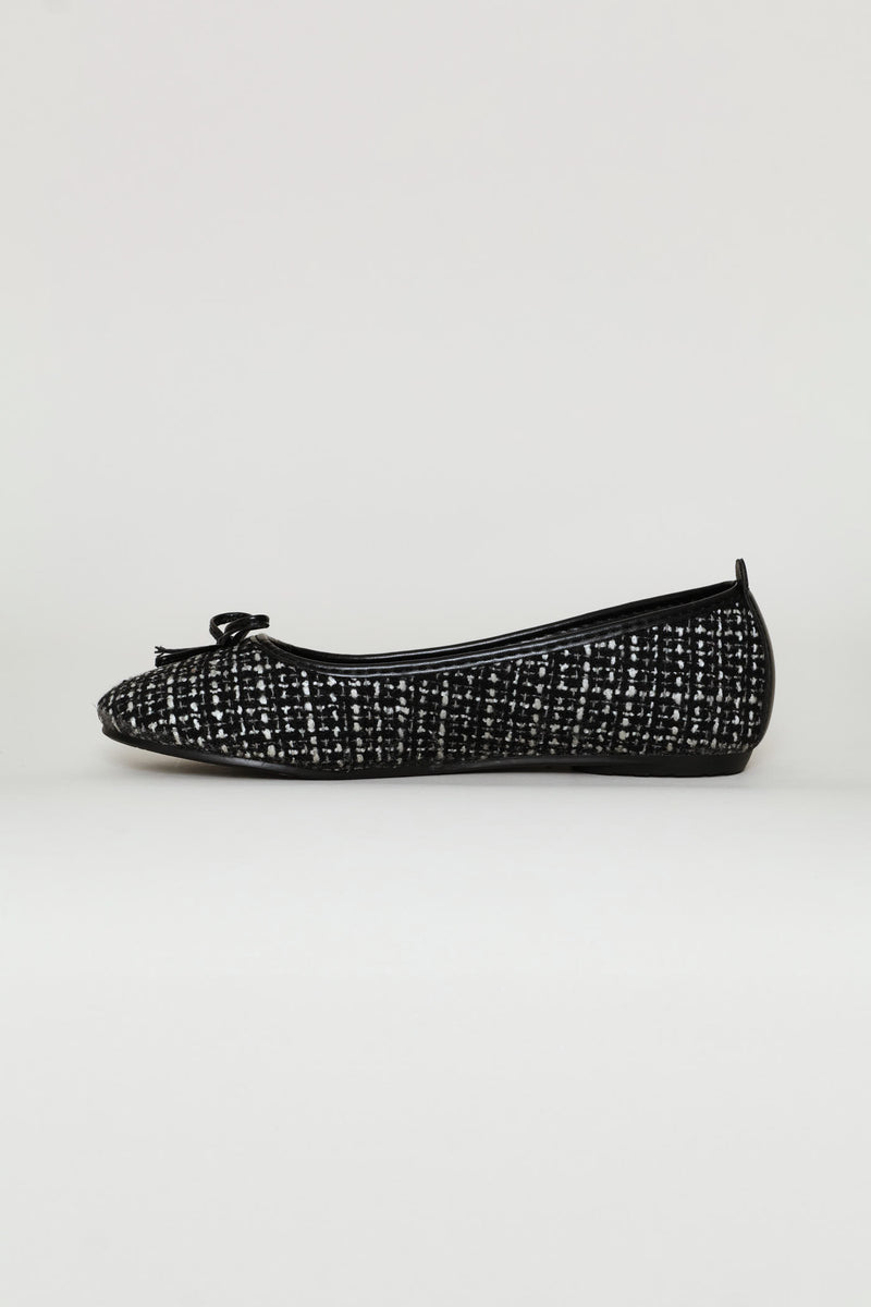 Girls Tweed Pump - Black