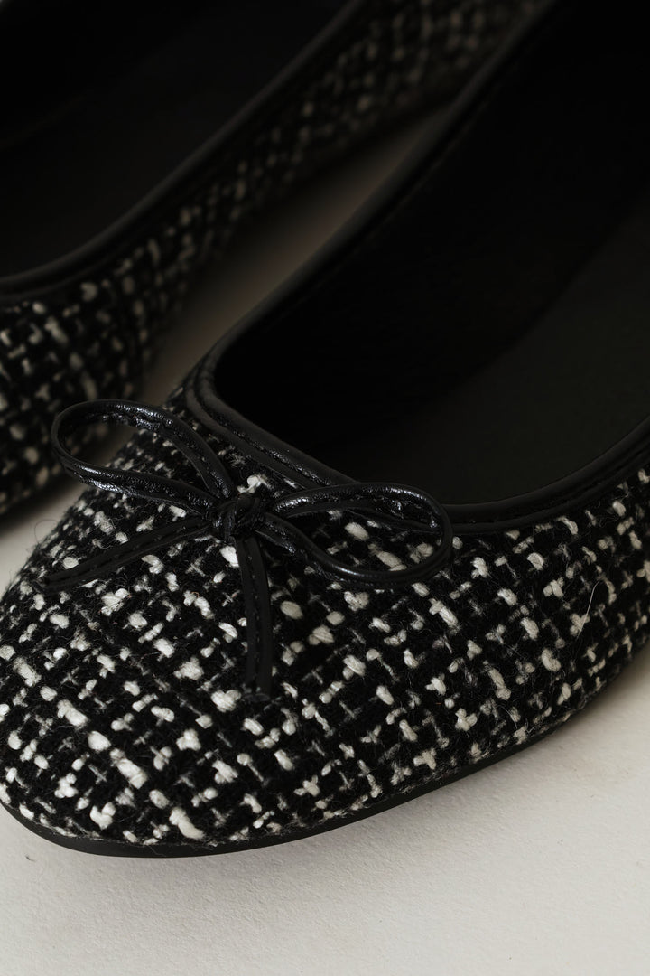 Girls Tweed Pump - Black
