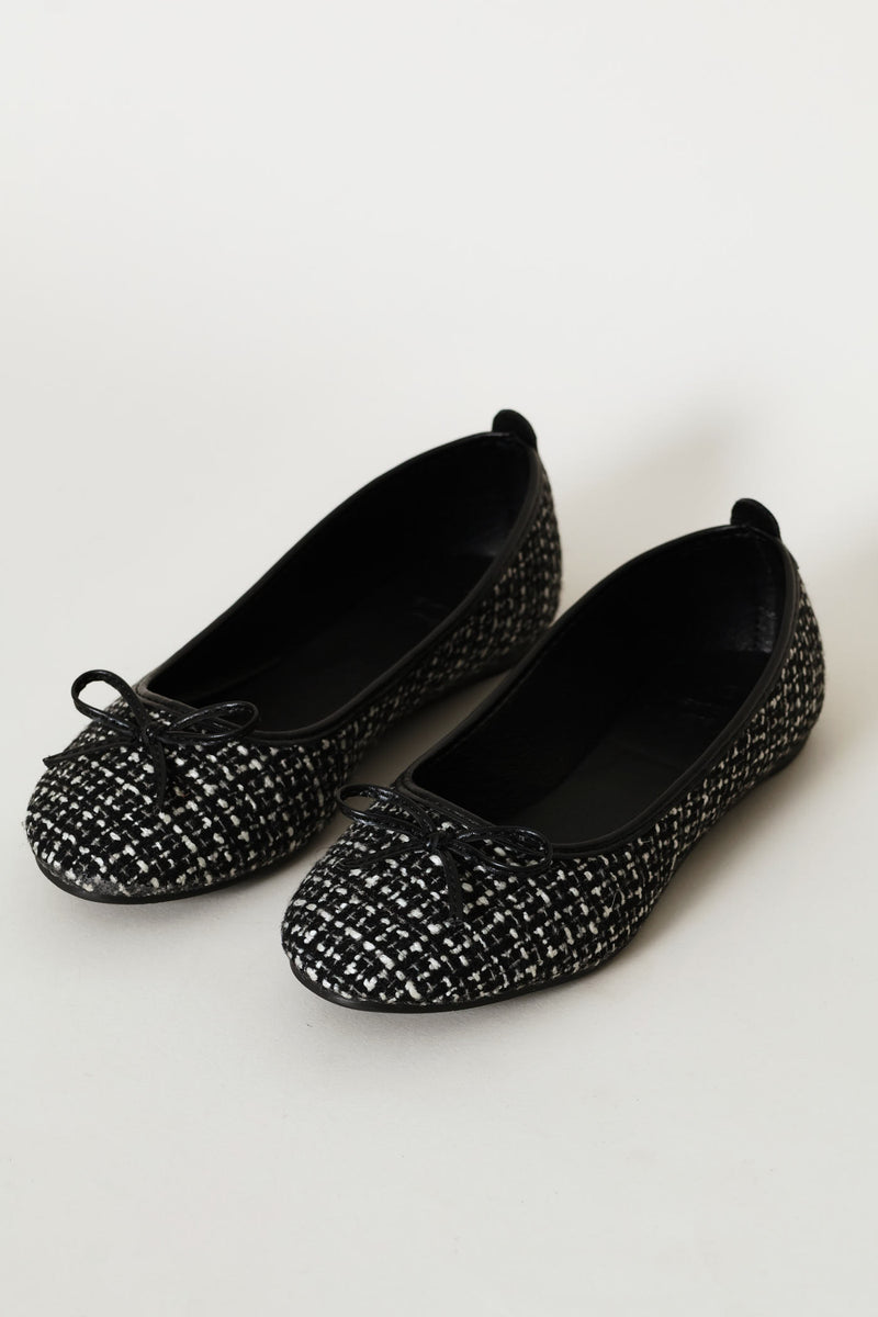 Girls Tweed Pump - Black