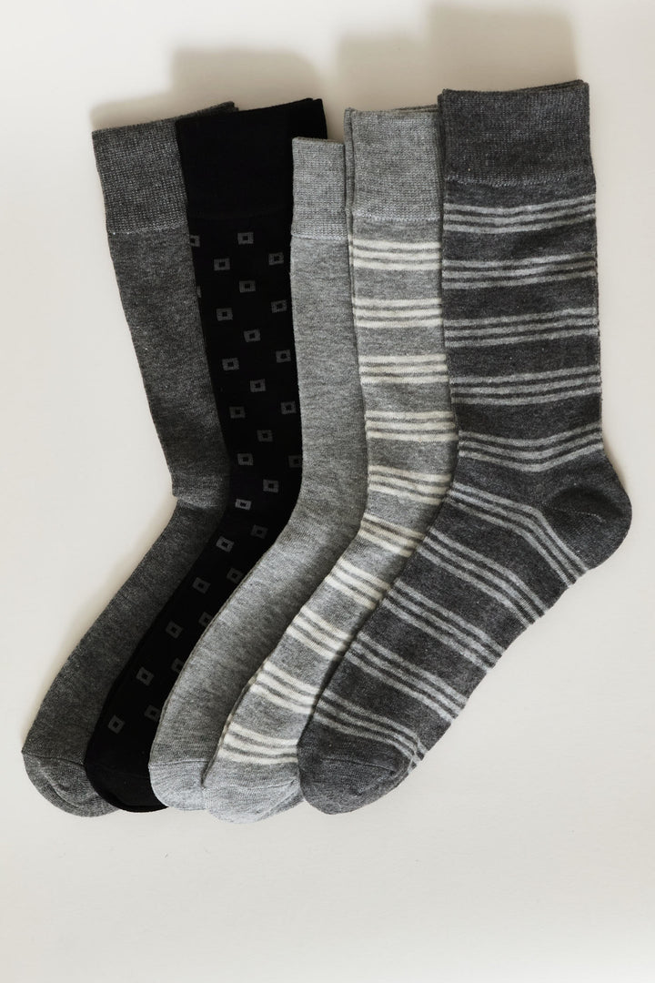 5 Pack Fashion Anklet Socks - Black/Grey