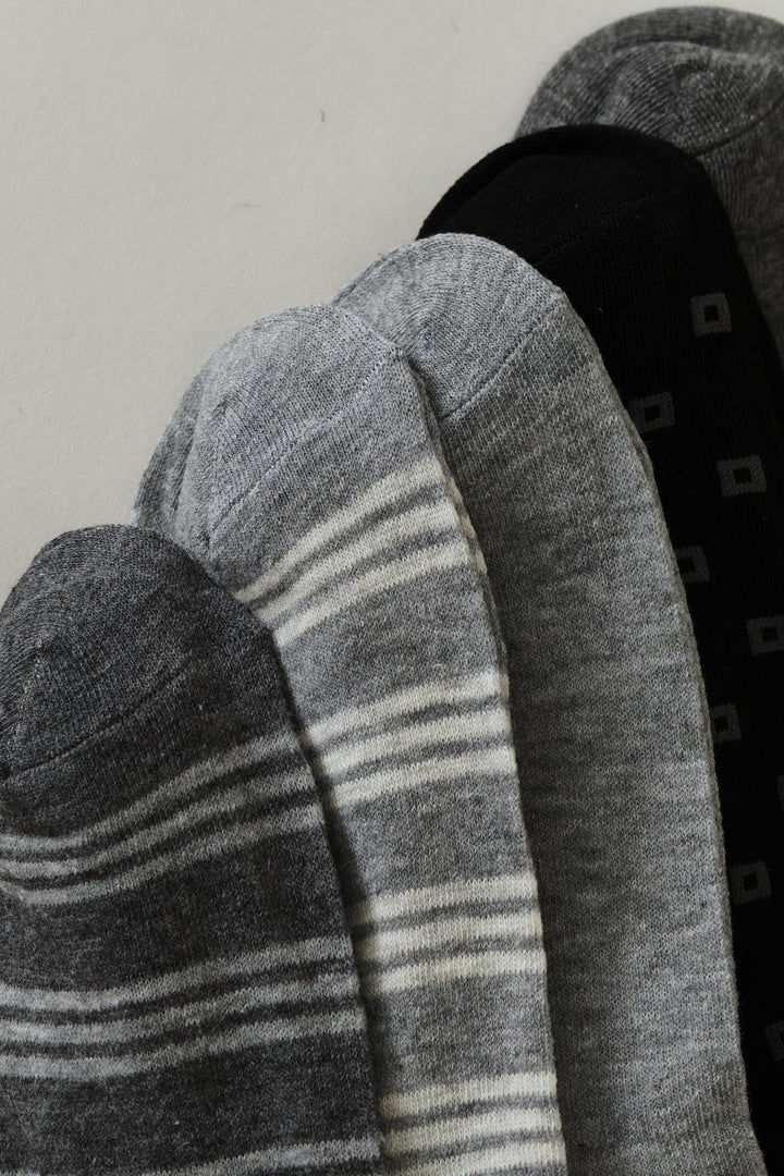 5 Pack Fashion Anklet Socks - Black/Grey