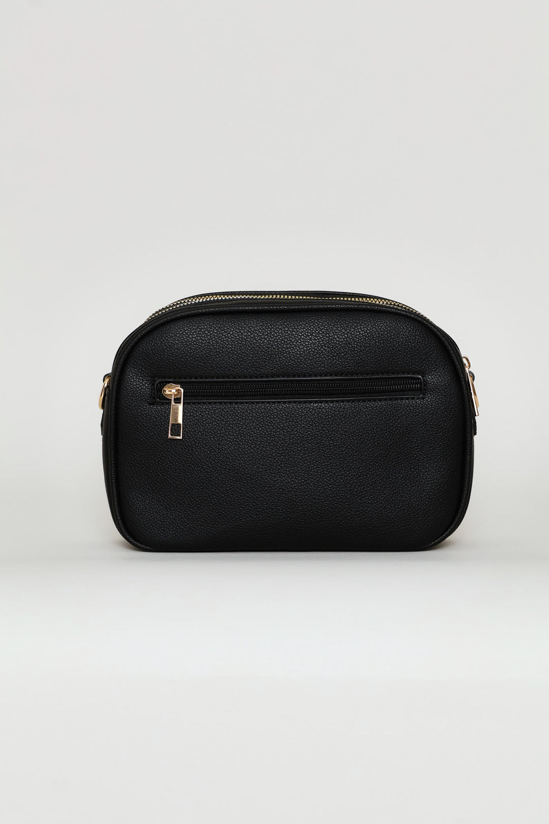 Double Top Zip Webbing Strap Camera Bag - Black