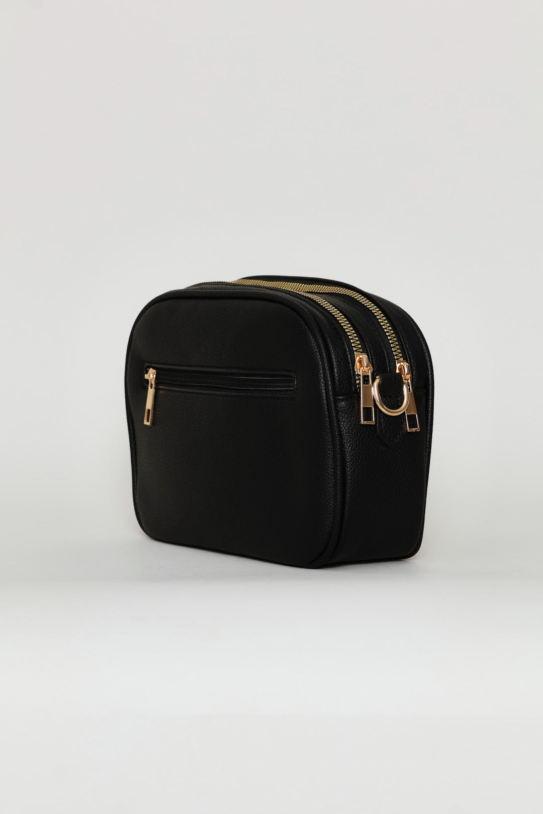 Double Top Zip Webbing Strap Camera Bag - Black