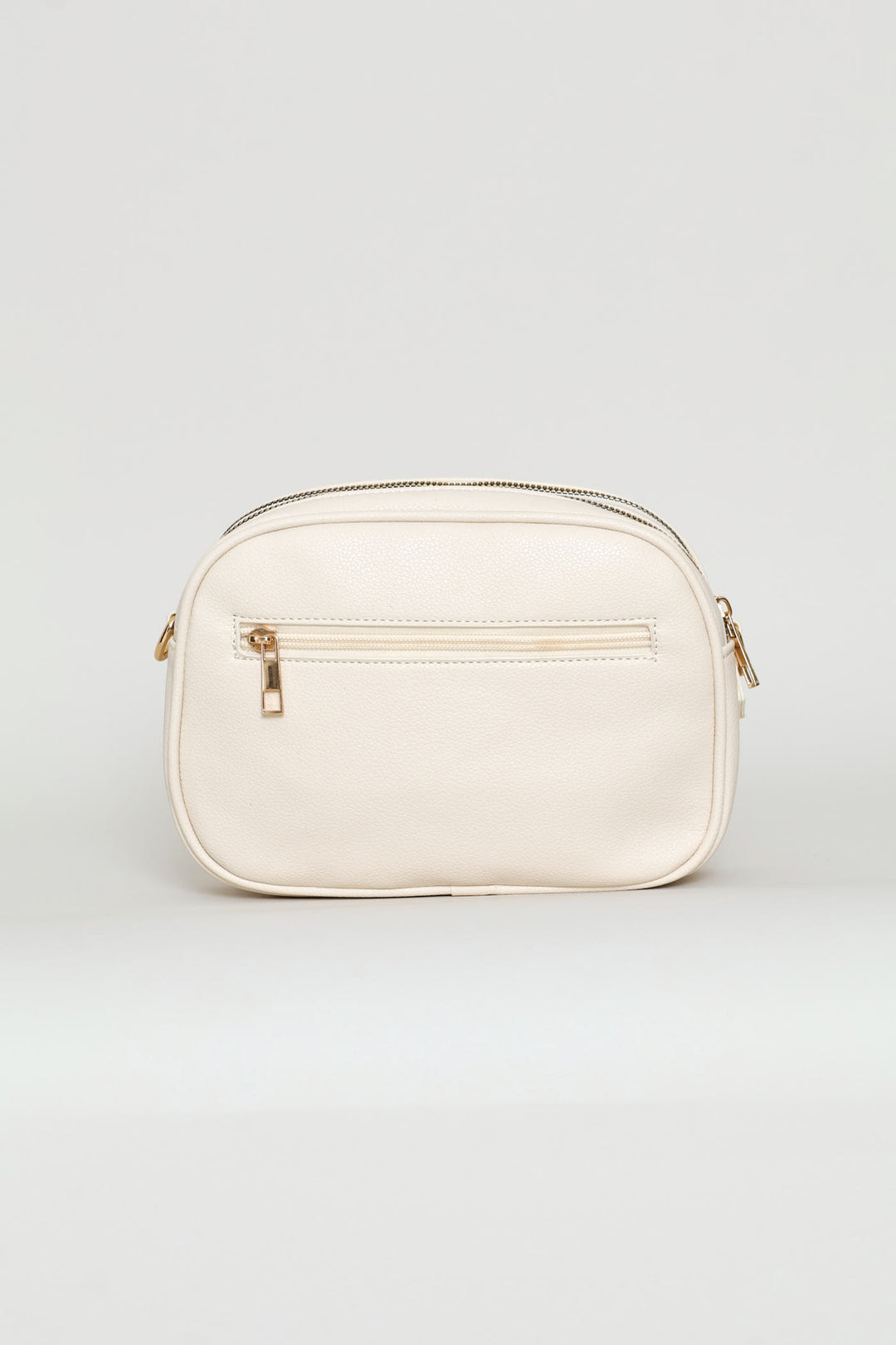 Double Top Zip Webbing Strap Camera Bag - Beige