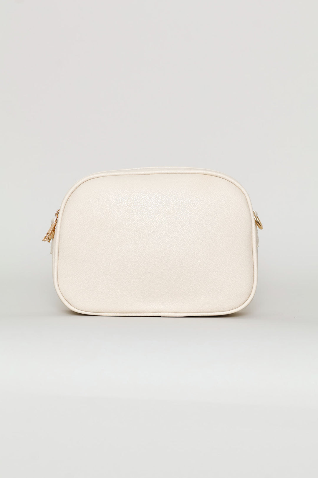 Double Top Zip Webbing Strap Camera Bag - Beige