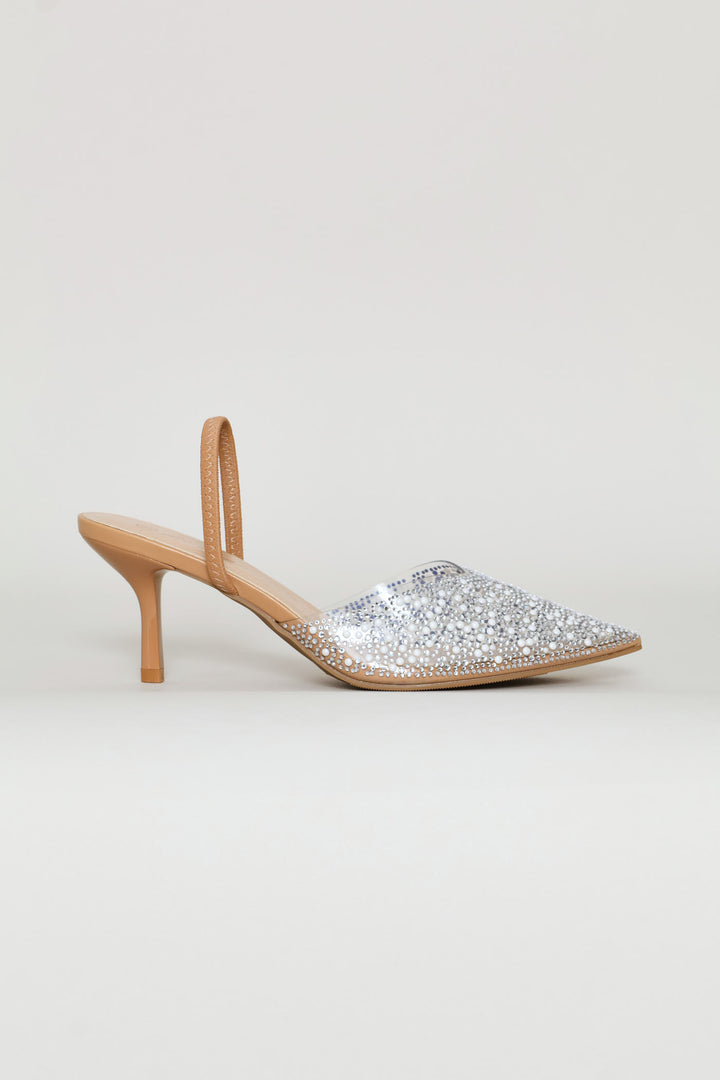 Vinyl Mule Kitten Heel - Nude