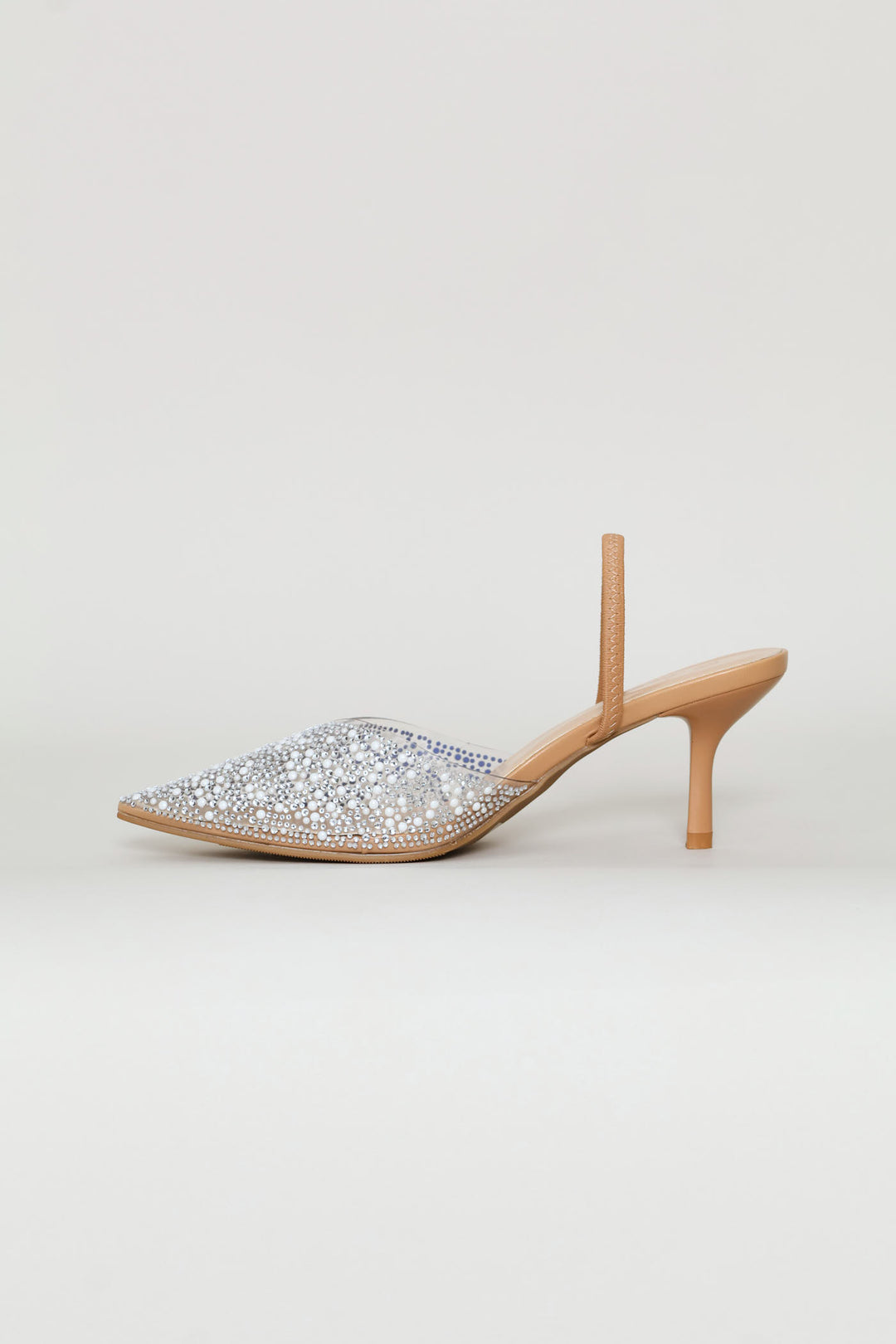 Vinyl Mule Kitten Heel - Nude