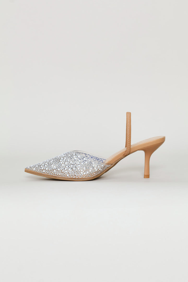 Vinyl Mule Kitten Heel - Nude