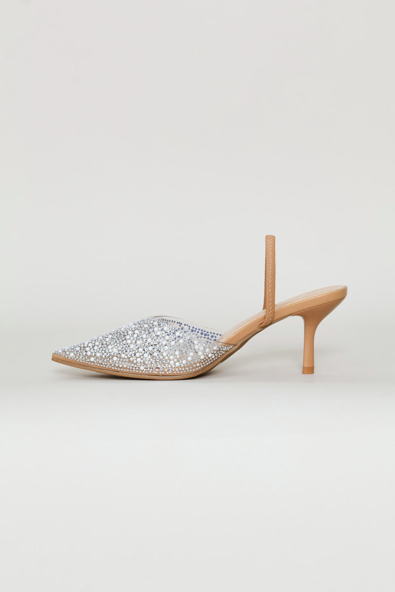 Vinyl Mule Kitten Heel - Nude